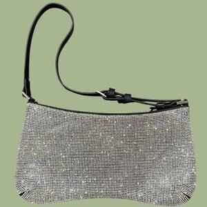 Crystal black shoulder purse